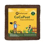 PeParLeaf - Cocopeat 1kg Block (Expands Upto 5 KG) | Organic Fertiliser for Home Gardening and Potted Plants | Natural Coconut Coir Fibres