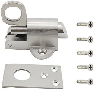 Stainless Steel Self-Closing Door Latch, Gate Latch, Spring Door Lock, Latch Lock Automatic Mounting Bolt Pull Ring Spring Bounce Door Bolt for Home Window Gate Security with Mounting Screws