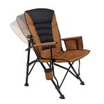 Superrella Outdoor Folding Camping Chair Heavy Duty Adjustable High Back Collapsible Padded Chair with Storage Bag for Outside Camping Activities, Brown
