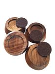 Prime Woodcraft Walnut Wood Furniture Risers - 1 Inch Height, 4 Risers, Walnut - Premium Bed Risers for Cleaning and Convenience - Table Risers, Sofa Riser, Desk Riser for Home, Office