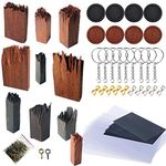 Woohome 51 PCS Wooden Pieces for Epoxy Resin Crafts, 10 PCS Wooden Pieces and 2 PCS Wooden Frame, Mix Colors Wooden Resin Kit for Jewelry Making, Resin Pendant, Necklace Crafts DIY