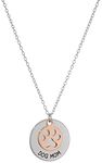 Amazon Collection Sterling Silver "Dog Mom" with 14k Rose Gold Plated Paw Print Disc Necklace, 18"