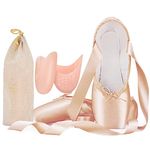 IJONDA Adult Ballet Pointe Shoes Hard Toe Dance Shoes Pink Satin Practice Ballet Slippers for Girls Women