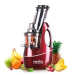 Hestia Nutri-Max Cold Press Slow Juicer, 240 W motor | Patented Auger technology for 3x more juice | 3 Strainers for Juices, Sorbets, Nut Milk, etc | Longest warranty, easy usage | Red Wine