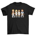 VIPwees Swedish Pop Group Original Music Caricature, Mens or Womens Unisex T-Shirt, Made from Organic Cotton Black