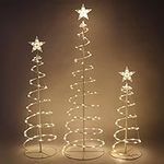 JOIEDOMI 3 Packs Spiral Tree Christmas Decoration Outdoor, 218 LED Xmas Tree Lighted Hoilday Display Decorative Yard Lights with Stakes for Outside Lawn Garden, Christmas Eve Night Décor, Warm White
