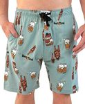 Lazy One Pajama Shorts for Men, Men's Pajama Bottoms, Sleepwear, Beer, Large