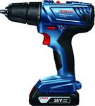Bosch GSR 180-LI 18V Cordless Drill Driver, 1.5/13 mm Chuck capacity, 21/54/- Nm, LED Light, 2 Gear + 2 x battery GBA 18V 2.0Ah & Charger GAL12-40, 1 Year Warranty