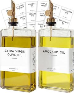 Glass Olive Oil Dispenser Bottle for Kitchen by Brighter Barns - Coffee Syrup Dispenser, Oil and Vinegar Bottle - Modern Kitchen Essentials for Home, Restaurants, Coffee Bar, Airbnb (Clear)