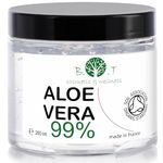 Aloe Vera Gel Organicn - Fast Absorbing, Non-Sticky, Purest Form, No Artificial Thickeners, Trusted by Users - Sunburn Relief, Tattoos & Stretch Marks, 250ml