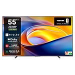 Toshiba 139 cm (55 Inches) 4K Ultra HD Smart QLED TV | Dolby Vision Atmos, HDR10+ | 144 Hz Panel | 24W Powerful Speaker | REGZA Engine ZRi | Voice Control | VIDAA OS | 55Z570RP (Black)