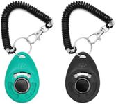 Ainkou 2pcs Dog Training Clickers with Wrist Strap and Clasp, Lightweight Durable Pet Trainer Clear Sound Pup Training Clicker for Dog Puppy Cat, Gift for Pet Lovers (Black + Green)