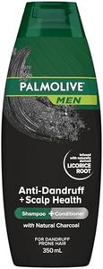Palmolive Men 2 in 1 Hair Shampoo and Conditioner, With Natural Charcoal, Deep Clean and Anti Dandruff, Infused with Naturally Derived Licorice Root, For Dandruff Prone Hair, No Parabens, 350mL