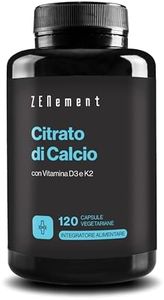 Citrato di Calcio 800mg con Vitamina D3, 120 Capsule | per prevenire i bassi livelli di calcio nel sangue | 100% Naturale, non OGM | di Zenement