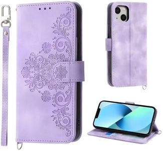 AsWant Wallet Case for Apple iPhone 13 (6.1"-inch) - Premium Leather Flip Protective Case Magnetic Cover with Stand Function (Purple)