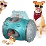 Pet Treat Dispenser - Interactive Puzzle Toy for Small & Medium Breeds and All Cats - Enrichment Toy with Adjustable Slow Food Dispensing (Aqua Bear)