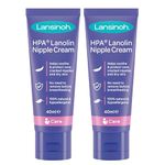 Lansinoh HPA Lanolin Nipple Cream - 2 x 40ml - Sore Nipples Cracked Skin Breast Feeding 100% Natural Hypoallergenic Tasteless & Odourless BPA BPS-free Breastfeeding Hospital Bag Maternity Essentials