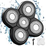 5 Blades Electric Shaver Replacement Heads VRMETA Sharp Stainless Steel Replacement Blades Flexible Alternate Floating Shaver Blades for Electric Rotary Shaver (5 heads (Black))