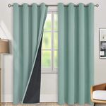 BGment Thermal Insulated 100% Blackout Curtains for Bedroom with Black Liner, Double Layer Full Room Darkening Noise Reducing Grommet Curtain, 2 Window Curtain Panels of 52 x 84 Inch, Sage Green