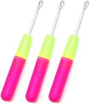 Leevia 3 Pack Plastic Handle Crochet Needle Hook For Hair Braiding Micro Braids, Hair Extension, Feather and Dreadlock Beads