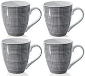 Sketch Set of 4 Mugs Porcelain Extra Large Coffee Soup Hot Cocoa Mugs (Grey), 568ml