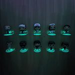 YODAR 10 Pack Small Clear Acrylic Floating Shelves for Funko Pop Figures, Wall Mounted Mini Hanging Display Shelf for Storage & Decor, Adhesive Invisible Ledge Organizer，Shining at Night