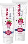 Coral White Kids Bubble Berry Fluoride Free Toothpaste - 4 Ounces (2 Pack)