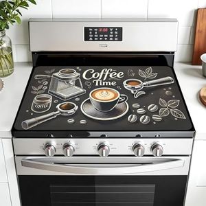 AOHMPT Multi-Design Stove Top Cover for Glass/Electric Stoves - 3-in-1 Heat-Resistant Protector Mat, Non-Slip Drying Rack 30" L x 21" W (Coffee)