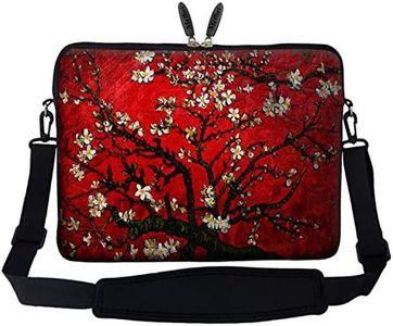 Meffort Inc® 15 15.6 inch Neoprene Laptop Sleeve Bag Carrying Case with Hidden Handle and Adjustable Shoulder Strap - Vincent Van Gogh Cherry Blossoming