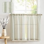 jinchan Linen Kitchen Curtains Stri