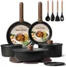 CAROTE 19pcs Pots and Pans Non Stick, Cookware Sets Detachable Handle, Induction Kitchen Pots and Pans,NonStick Cooking Set, Oven/Dishwasher/Fridge Safe, Space Saving