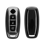 kwmobile Key Cover Compatible with Nissan 3-Button Ariya B6 B9 X-trail T33 Qashqai - Soft TPU Car Key Fob Protector Case - Black Matte/Black