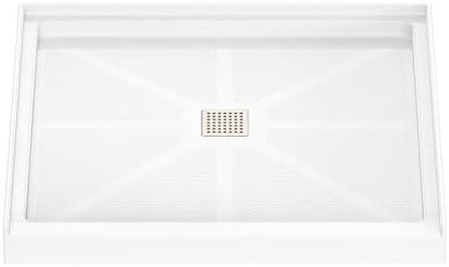 Sunrosa Shower Base 36"×36"×4", Single Threshold Shower Bases with Center Drain, Solid Surface White Shower Pan, Slip Resistant Textured Surface, Include Stainless Steel Chrome Cover