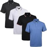 True Face Mens Tshirts Polos Pique Tipping Pocket Collar Buttoned Regular Fit Top Tip Set 2-4 Pack XXL