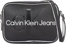 Calvin Klein Jeans Women's Sculpted Camera BAG18 Mono K60K610275 Crossovers, Black (Black/Metallic Logo), OS