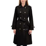 London Fog Women's 3/4 Length Double-Breasted Trench Coat with Belt, Black, Large