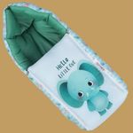 CLOTHINA 3 in 1 Baby Bed, Sleeping Bag & Carry Nest, Cotton Baby Bedding for New Born & Infant, Portable Bassinet, for Baby Carrying & Unisex Baby Sleeping Bed, 0 to 12M (Elephant Print)