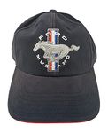 Checkered Flag Sports Ford Mustang Baseball Cap for Men - Tri-Bar Pony Logo Car Racing Hat Navy Blue