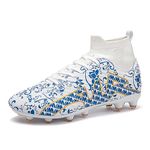 Football Boots Men's Football Shoes Kids Soccer Cleats High Top Spikes Boys Girls Athletic Training Sneakers White39