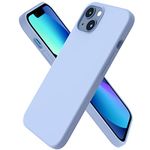 ORNARTO Compatible with iPhone 13 Case 6.1", Slim Liquid Silicone 3 Layers Full Covered Soft Gel Rubber Case Cover 6.1 inch-Light Blue