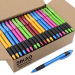 Sikao Gripped Slimster Retractable Ballpoint Pens, Bulk Pens Black Ink Medium Point 1.0mm, Smooth Writing Pens for School Office, Ball Point Pens, Click Pens (60 Pack)