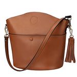 S-ZONE Women's Cowhide Genuine Leather Small Purse Handbag Crossbody Shoulder Bag Upgraded Version (Brown)