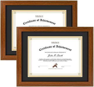 Golden State Art, 11x14 Diploma Wood Frame for 8.5x11 Document & Certificates, Real Glass (Brown with Black/Gold Double Mat, 2 Pack)