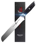 TUO Bread Knife 8 inch - Serrated Bread Slicing Knife Bread Cake Cutter German HC Steel with Pakkawood Handle -Falcon Series with