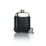 HIPLE® 6oz Hip Flask Christmas Gift Set with Free Hiple Handkerchief Premium Black PU Leather Sleeve and Stainless Steel Funnel Birthday Gift for Him and Camping Flask Hip Flask for Men Whisky Flask