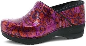 Dansko XP 2.0 Clogs for Women – Lightweight Slip Resistant Footwear for Comfort and Support – Ideal for Long Standing Professionals – Nursing, Veterinarians, Food Service, Healthcare Professionals, Fuchsia Tooled, 9.5-10