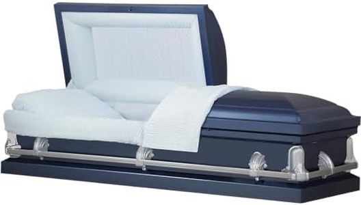 Titan Casket Andover Series Steel Casket (Dark Blue) Handcrafted Funeral Casket - Dark Blue Finish with Light Blue Crepe Interior
