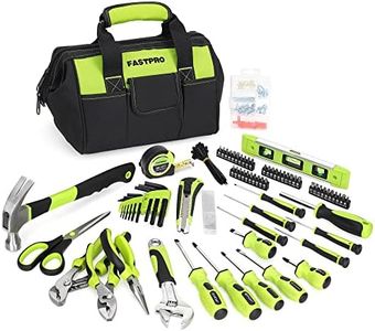 FASTPRO 220-Piece Home Tool Set, Household Repairing Tool Kit, with 12-Inch Wide Mouth Open Storage Tool Bag, Green