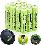 Henreepow AAA Rechargeable Battery, 1.2v Ni-MH Solar Batteries, Low Self-Discharge, Pre-Charged Triple A Battery for Solar Pathway Lights, Outdoor Solar Lights (600mAh -12pack)