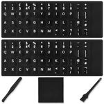 English Keyboard Stickers(5-in-1), Replacement Qwerty UK English Keyboard Sticker with White Letters on Black Background Universal for Laptop Desktop Computer,Matte British Keyboard Alphabet Sticker